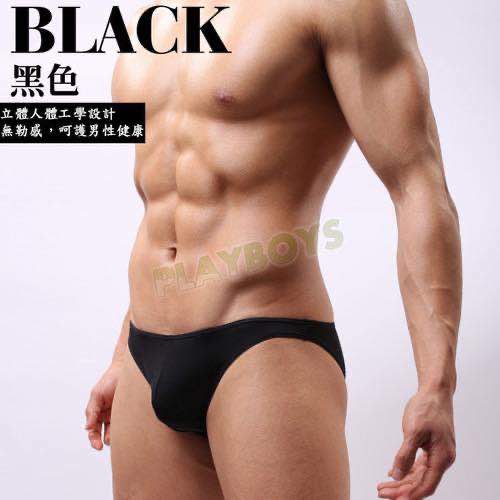 威猛G時尚性感低腰冰絲透明三角褲(黑色)-XL