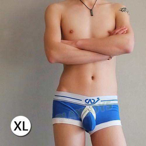 舒適鳥巢後開襠平角褲(藍)-XL