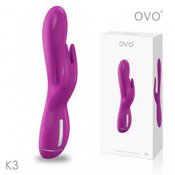 德國OVO-K3 寶妮小兔 5段變頻 多功能 雙叉 震動按摩棒-桃紅色