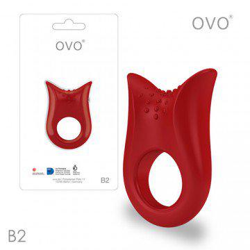 德國OVO-B2 前衛男性 矽膠靜音時尚震動環-紅色