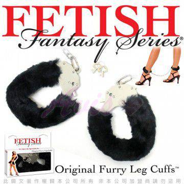 美國FETISH-Original Furry Leg Cuffs-SM彩色絨毛金屬腳銬-黑