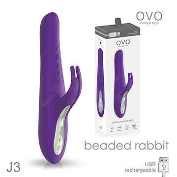 德國OVO J3 喬登 7X3頻 兔子造型 情趣G點震動按摩棒 紫
