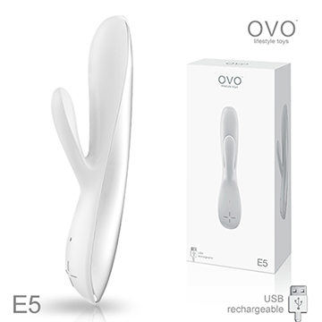 德國OVO E5 貝兒 7段變頻 多功能 雙叉 震動按摩棒 充電式 白色