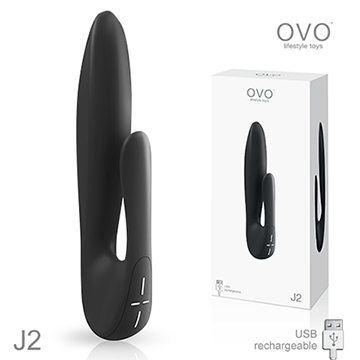 德國OVO J2 茉莉 7段變頻 多功能 雙叉 陰蒂刺激按摩棒 充電式 黑色