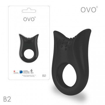 德國OVO-B2 前衛男性 矽膠靜音時尚震動環-黑色