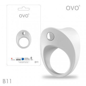 德國OVO-B11 前衛男性 矽膠靜音時尚震動環-白色