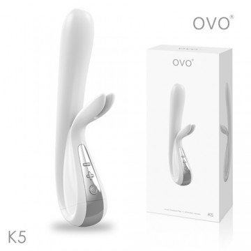 德國OVO-K5 小兔寶 5段變頻 多功能 雙叉 震動按摩棒-白色