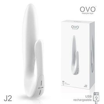 德國OVO J2 茉莉 7段變頻 多功能 雙叉 陰蒂刺激按摩棒 充電式 白色