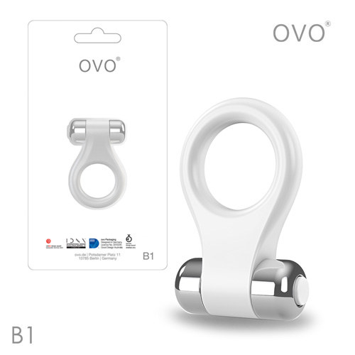 德國OVO-B1 前衛男性 矽膠靜音時尚震動環-白色