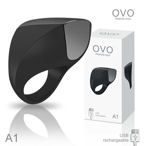 德國OVO A1 時尚男性 矽膠靜音時尚震動環 充電式 黑色