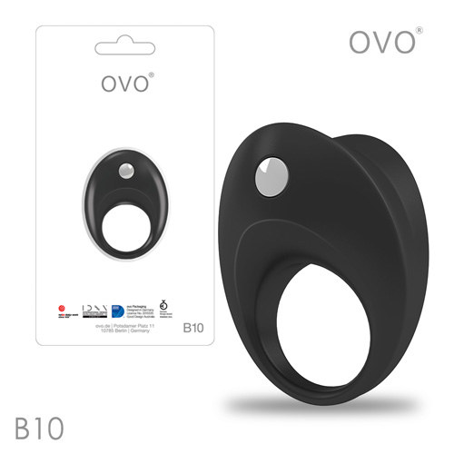 德國OVO-B10 前衛男性 矽膠靜音時尚震動環-黑色
