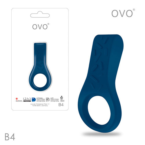 德國OVO-B4 前衛男性 矽膠靜音時尚震動環-深藍色