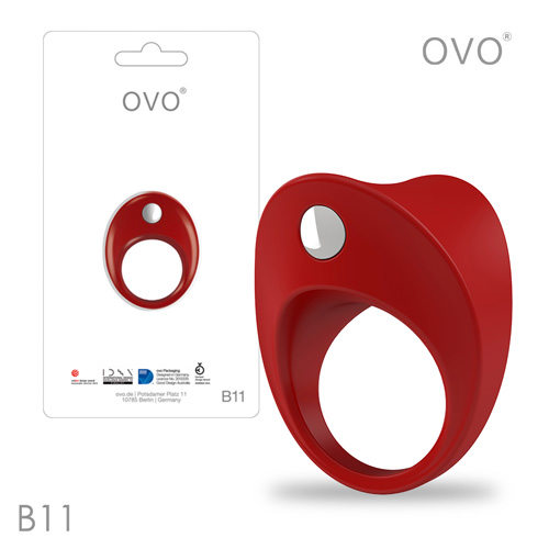 德國OVO-B11 前衛男性 矽膠靜音時尚震動環-紅色