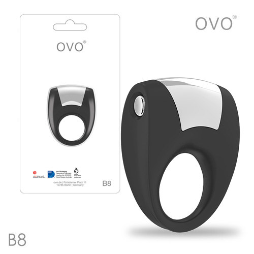 德國OVO-B8 前衛男性 矽膠靜音時尚震動環-黑色