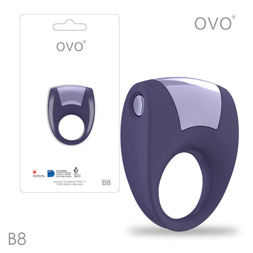 德國OVO-B8 前衛男性 矽膠靜音時尚震動環-酷淡紫色