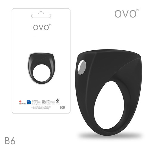 德國OVO-B6 前衛男性 矽膠靜音時尚震動環-黑色