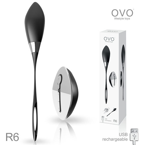 德國OVO R6 安娜 7段變頻 多功能  陰蒂刺激無線遙控跳蛋 充電式 黑色