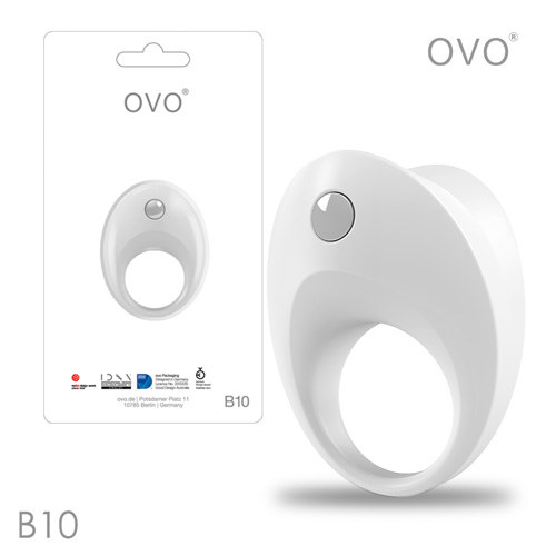 德國OVO-B10 前衛男性 矽膠靜音時尚震動環-白色