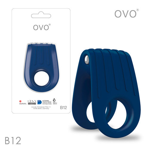 德國OVO-B12 前衛男性 矽膠靜音時尚震動環-深藍色