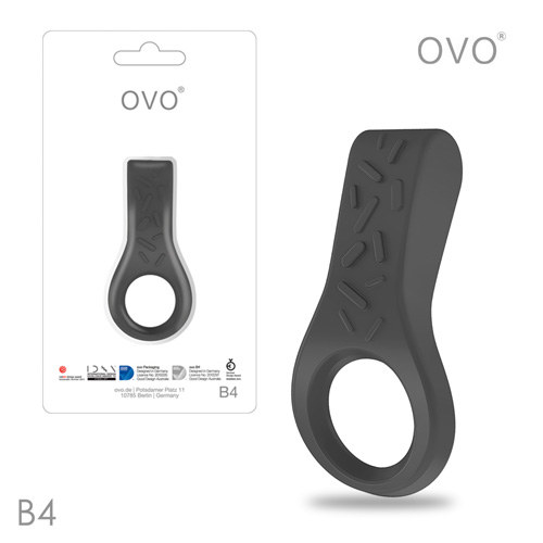 德國OVO-B4 前衛男性 矽膠靜音時尚震動環-鐵灰色