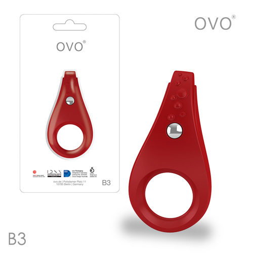 德國OVO-B3 前衛男性 矽膠靜音時尚震動環-紅色